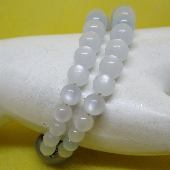 Vintage RICHELIEU MOONGLOW Bracelet Light Blue Moonglow Richelieu Double Strand - Picture 6 of 16